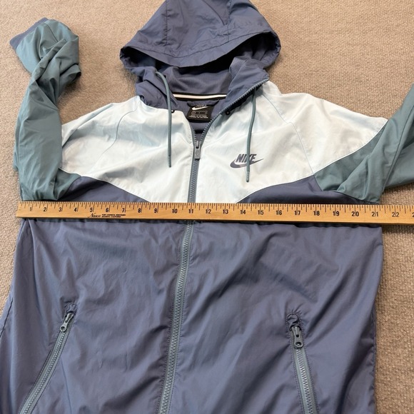 Nike Windrunner Jacket Mens Small Blue Green Hooded Full Zip Lightweight - Picture 4 of 12